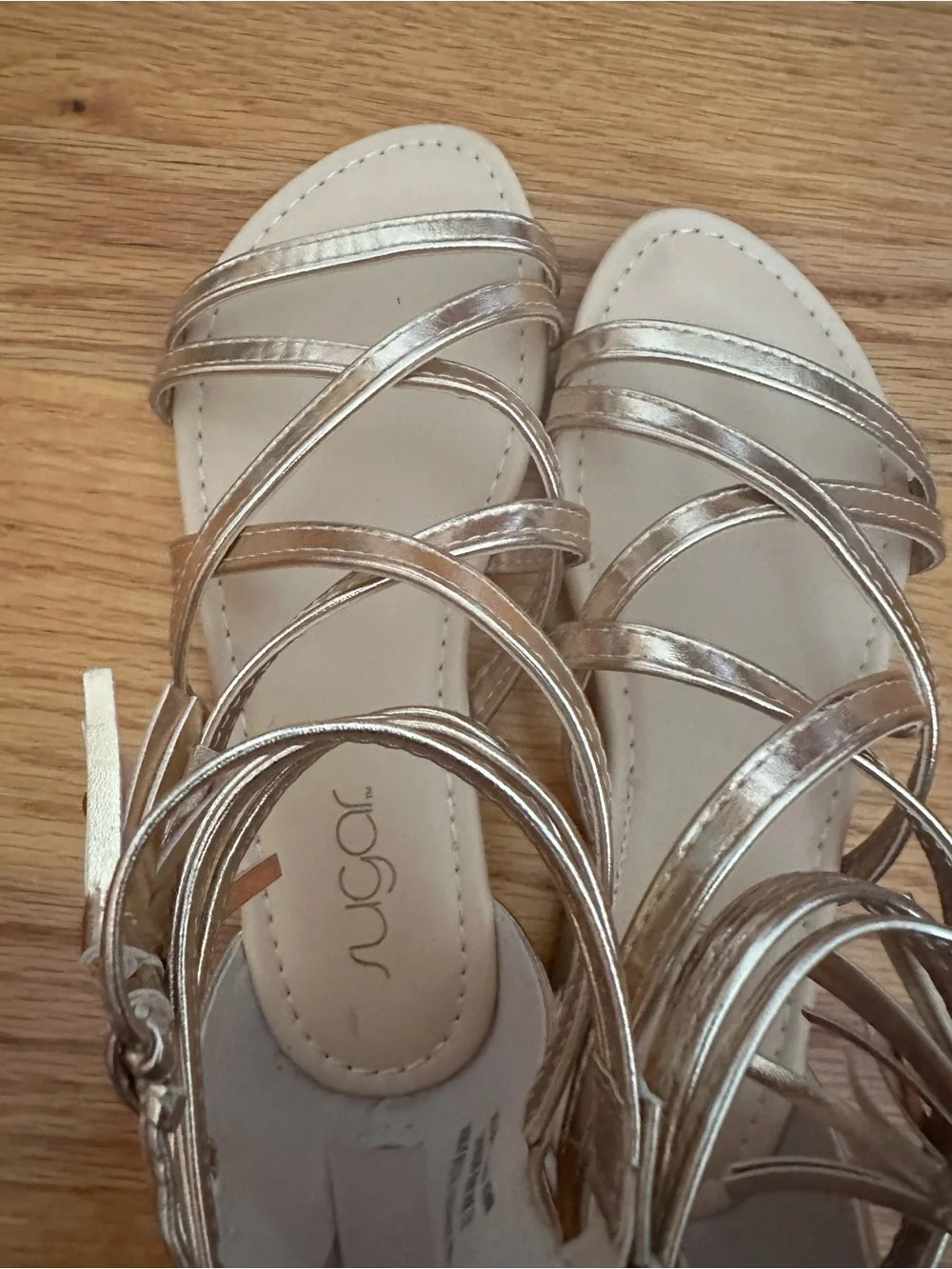 Sugar Metallic Gold Strappy Girls Sandals